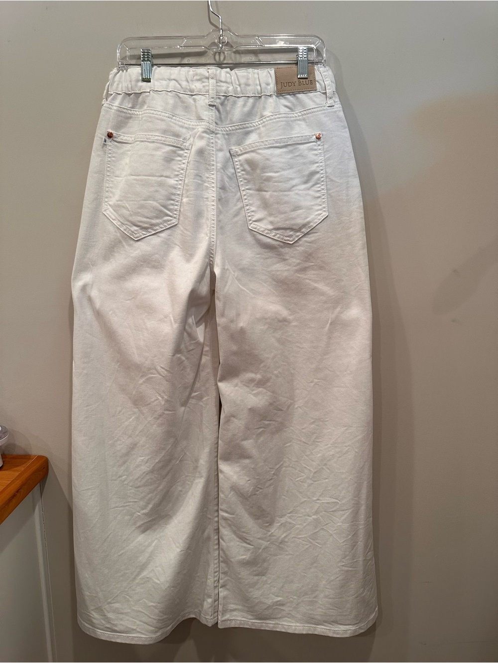 NWOT Judy Blue High Rise Palazzo Drawstring Pants Neutral Staple Sz 7/28 Short - Picture 3 of 11